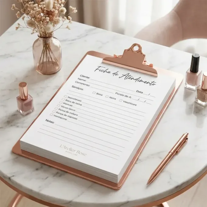 Ficha de atendimento profissional para nail salon